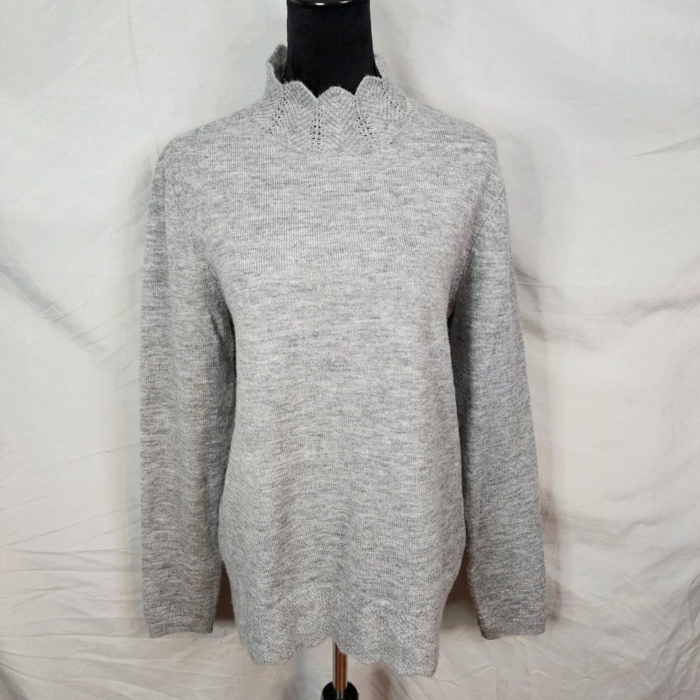 New! LIZ CLAIBORNE Size Large Lightweight Gray Sweater Preppy Career Winter Cozy - Picture 2 of 9